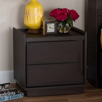 Baxton Studio YCNT00904-Modi Wende-NS Larsine Modern and Contemporary Brown Finished 2-Drawer Nightstand